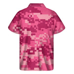 Pink Digital Camo Pattern Print Men's Short Sleeve Shirt