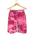 Pink Digital Camo Pattern Print Men's Shorts