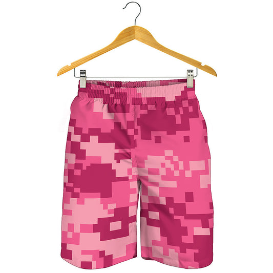 Pink Digital Camo Pattern Print Men's Shorts