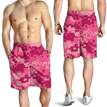 Pink Digital Camo Pattern Print Men's Shorts