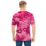 Pink Digital Camo Pattern Print Men's T-Shirt