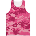 Pink Digital Camo Pattern Print Men's Tank Top