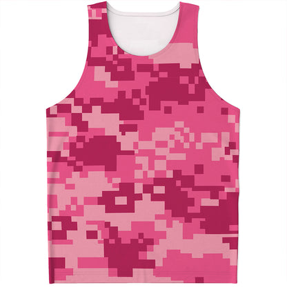 Pink Digital Camo Pattern Print Men's Tank Top
