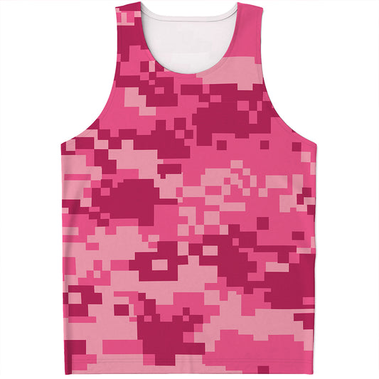 Pink Digital Camo Pattern Print Men's Tank Top