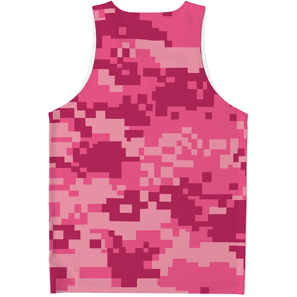 Pink Digital Camo Pattern Print Men's Tank Top