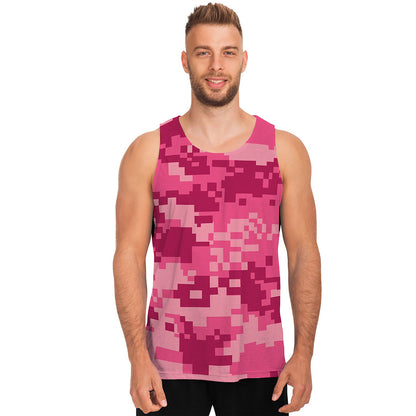 Pink Digital Camo Pattern Print Men's Tank Top