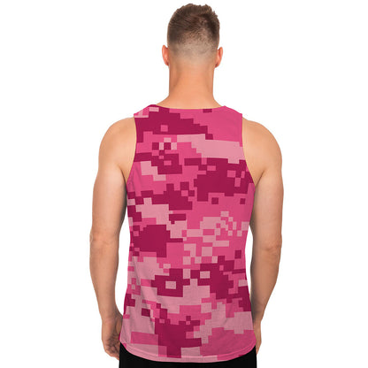 Pink Digital Camo Pattern Print Men's Tank Top