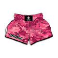 Pink Digital Camo Pattern Print Muay Thai Boxing Shorts