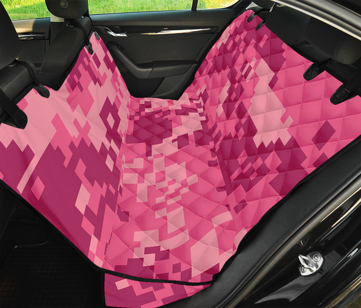 Pink Digital Camo Pattern Print Pet Car Back Seat Cover