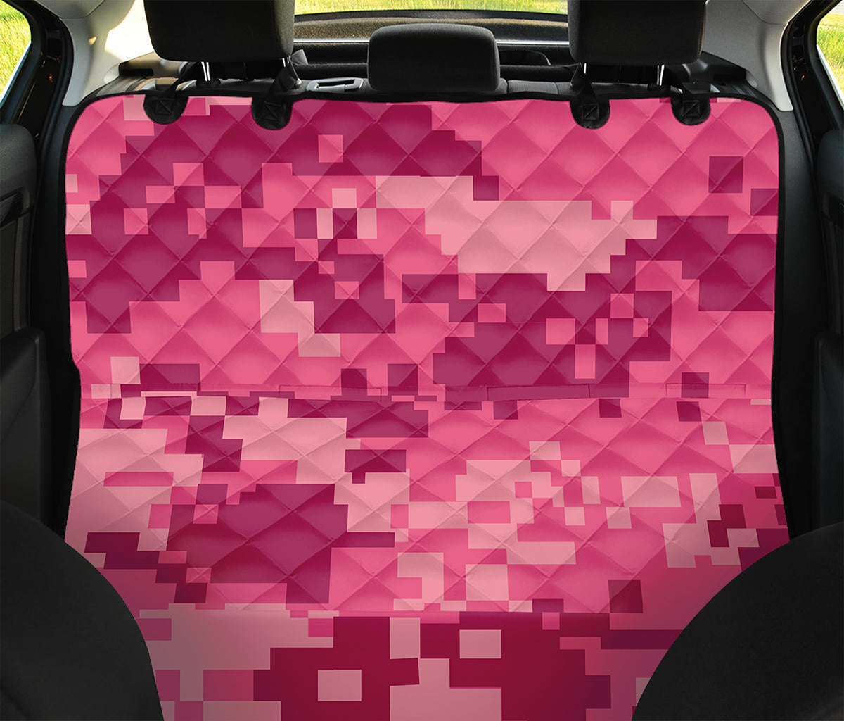 Pink Digital Camo Pattern Print Pet Car Back Seat Cover