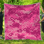 Pink Digital Camo Pattern Print Quilt