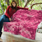 Pink Digital Camo Pattern Print Quilt