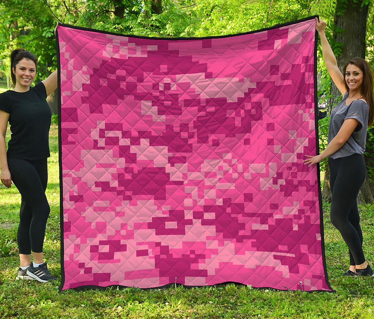 Pink Digital Camo Pattern Print Quilt