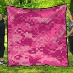 Pink Digital Camo Pattern Print Quilt