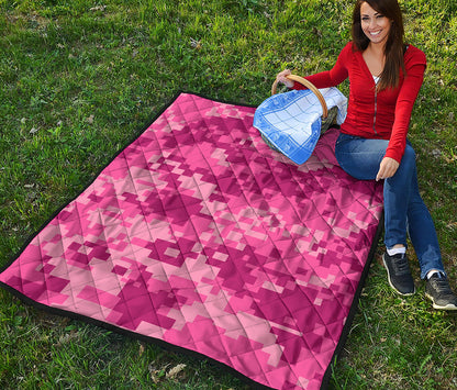 Pink Digital Camo Pattern Print Quilt