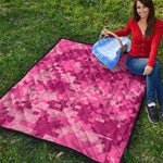 Pink Digital Camo Pattern Print Quilt