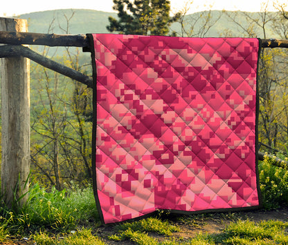 Pink Digital Camo Pattern Print Quilt