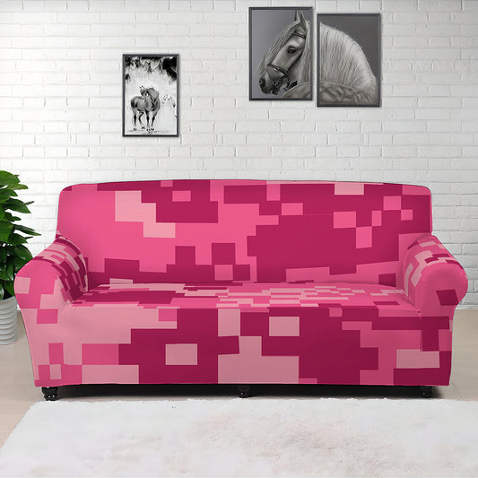 Pink Digital Camo Pattern Print Sofa Cover