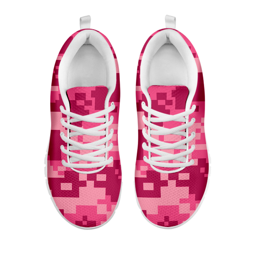 Pink Digital Camo Pattern Print White Sneakers