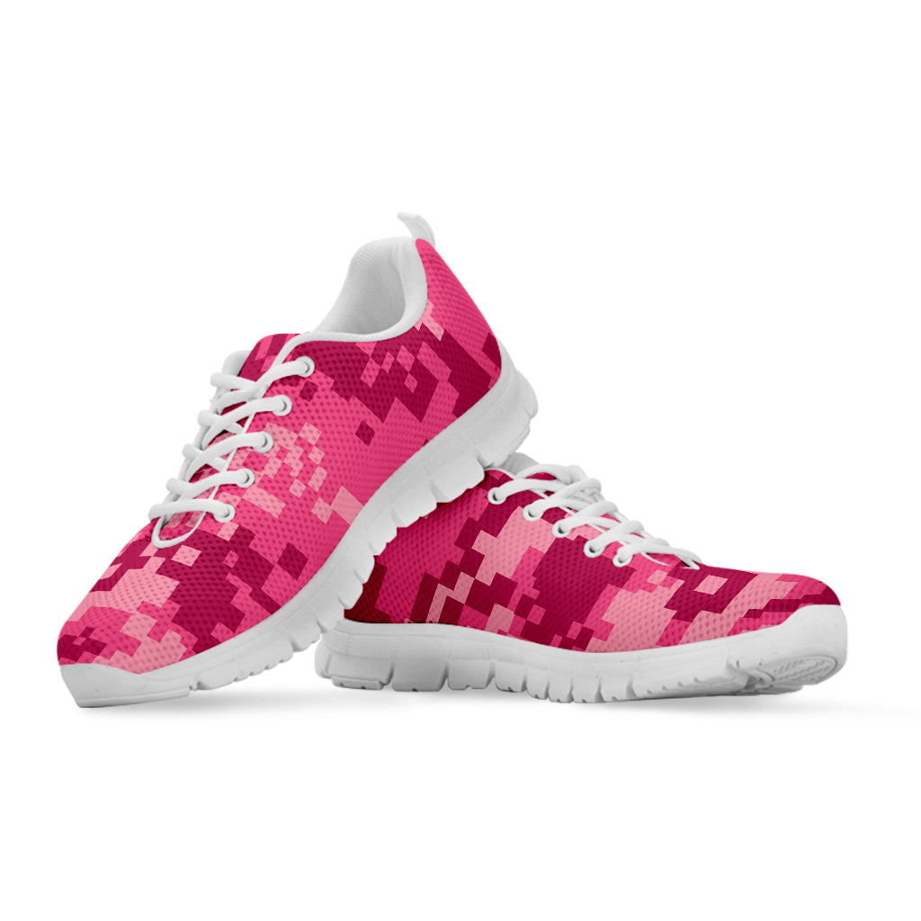 Pink Digital Camo Pattern Print White Sneakers