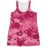 Pink Digital Camo Pattern Print Women's Racerback Tank Top