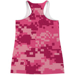 Pink Digital Camo Pattern Print Women's Racerback Tank Top