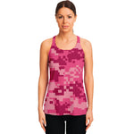 Pink Digital Camo Pattern Print Women's Racerback Tank Top