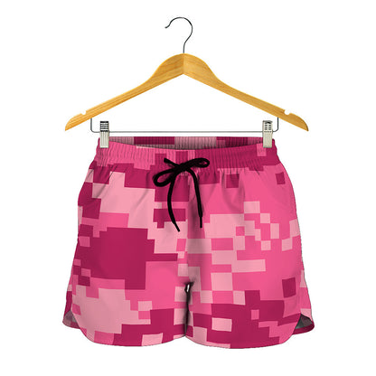Pink Digital Camo Pattern Print Women's Shorts