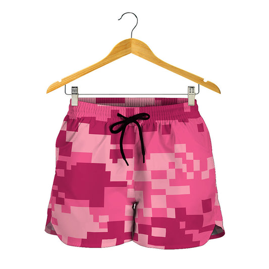 Pink Digital Camo Pattern Print Women's Shorts