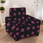 Pink Emo Skull Pattern Print Armchair Slipcover