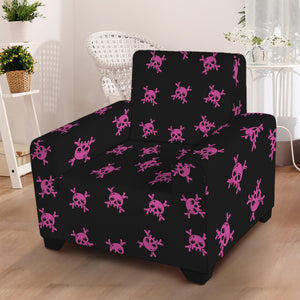 Pink Emo Skull Pattern Print Armchair Slipcover