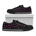 Pink Emo Skull Pattern Print Black Low Top Sneakers