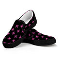 Pink Emo Skull Pattern Print Black Slip On Sneakers