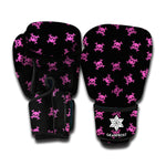 Pink Emo Skull Pattern Print Boxing Gloves