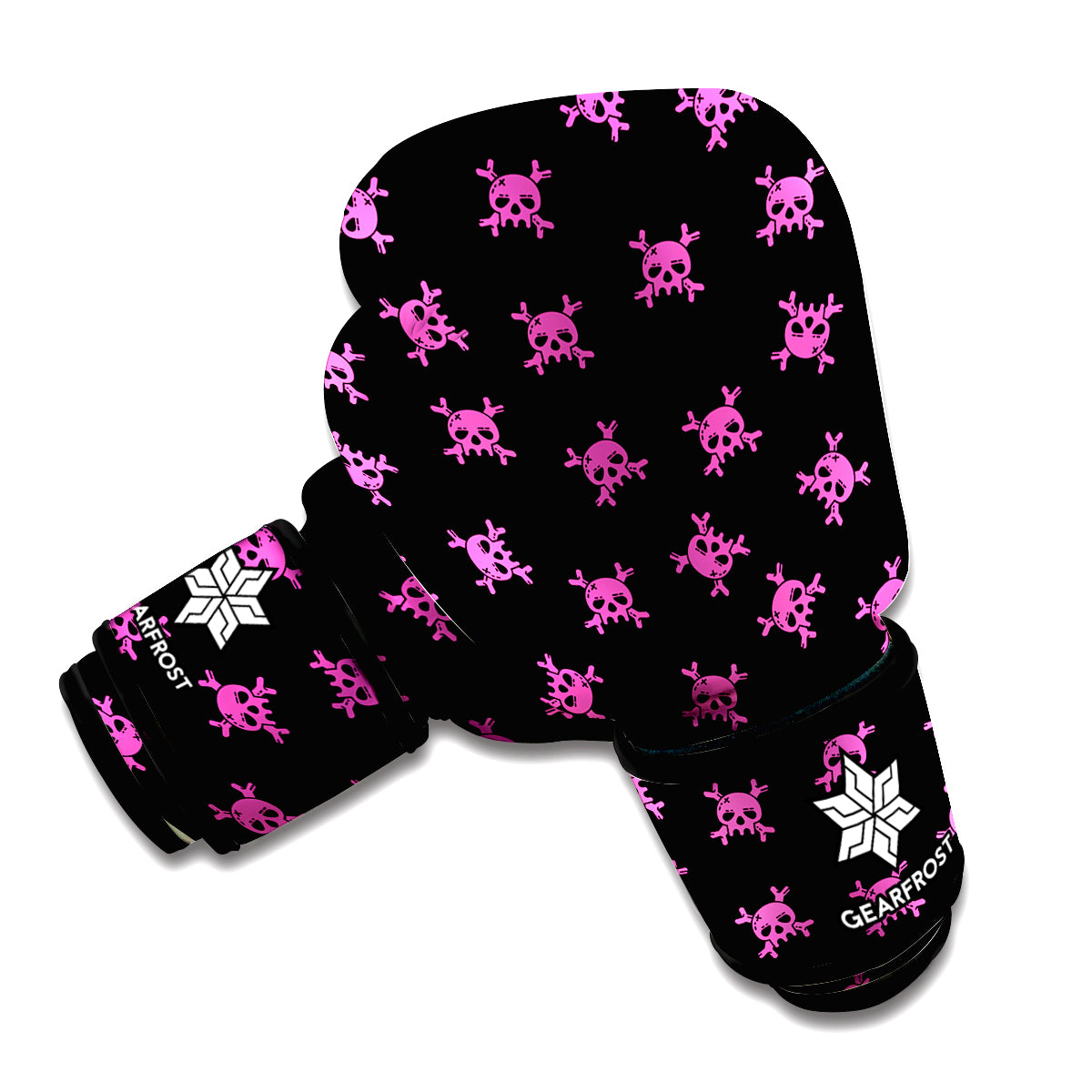 Pink Emo Skull Pattern Print Boxing Gloves