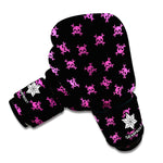 Pink Emo Skull Pattern Print Boxing Gloves