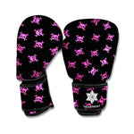 Pink Emo Skull Pattern Print Boxing Gloves