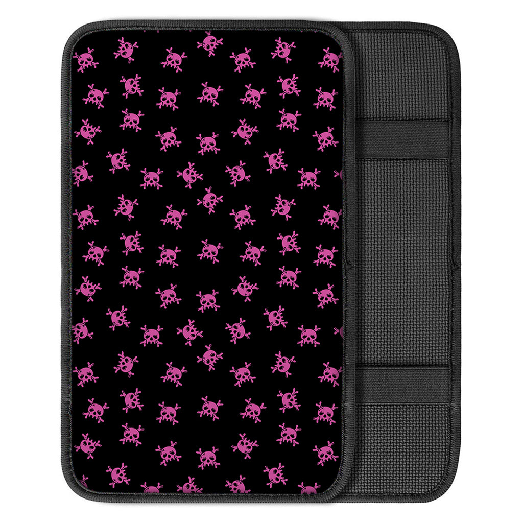 Pink Emo Skull Pattern Print Car Center Console Cover