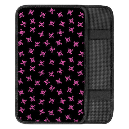 Pink Emo Skull Pattern Print Car Center Console Cover
