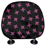 Pink Emo Skull Pattern Print Car Headrest Covers