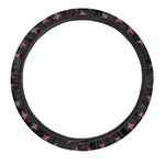Pink Emo Skull Pattern Print Car Steering Wheel Cover