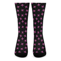 Pink Emo Skull Pattern Print Crew Socks