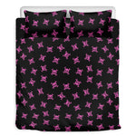Pink Emo Skull Pattern Print Duvet Cover Bedding Set