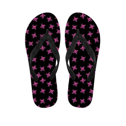 Pink Emo Skull Pattern Print Flip Flops