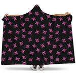 Pink Emo Skull Pattern Print Hooded Blanket