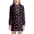 Pink Emo Skull Pattern Print Pullover Hoodie Dress