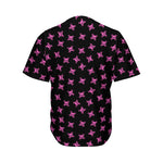 Pink Emo Skull Pattern Print Men's Baseball Jersey