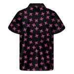 Pink Emo Skull Pattern Print Men's Short Sleeve Shirt