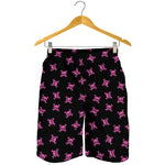 Pink Emo Skull Pattern Print Men's Shorts