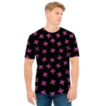 Pink Emo Skull Pattern Print Men's T-Shirt